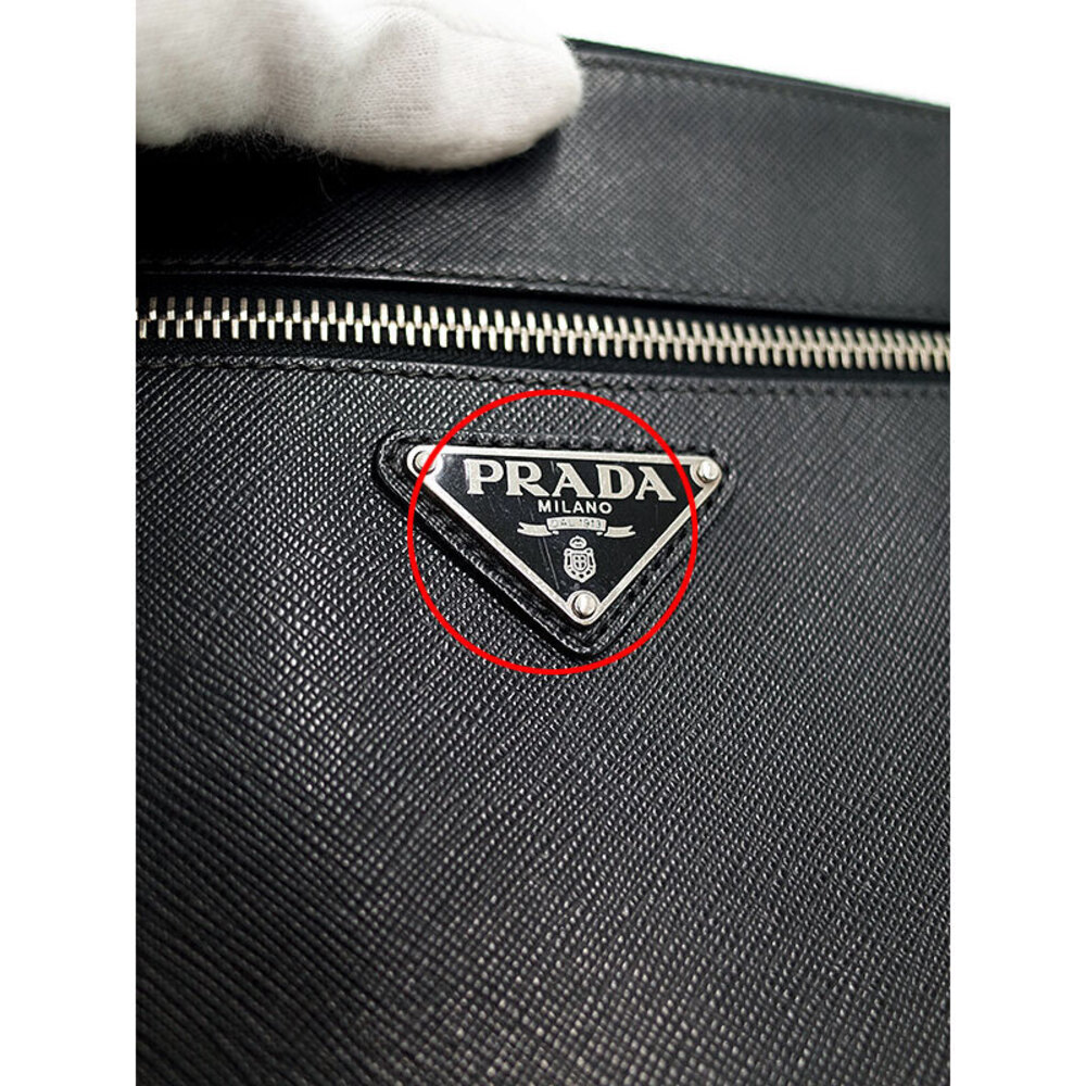 PRADA Saffiano Leather Clutch Bag Black - Picture 7 of 9